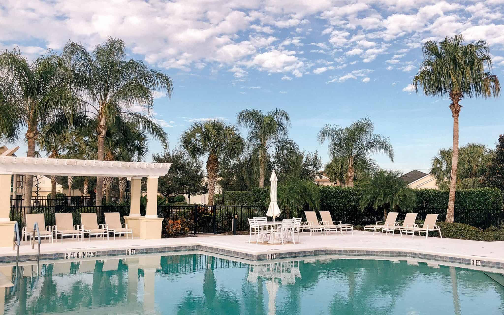 Sarasota, Florida, Pool, Swimming pool, palm trees, blue skies