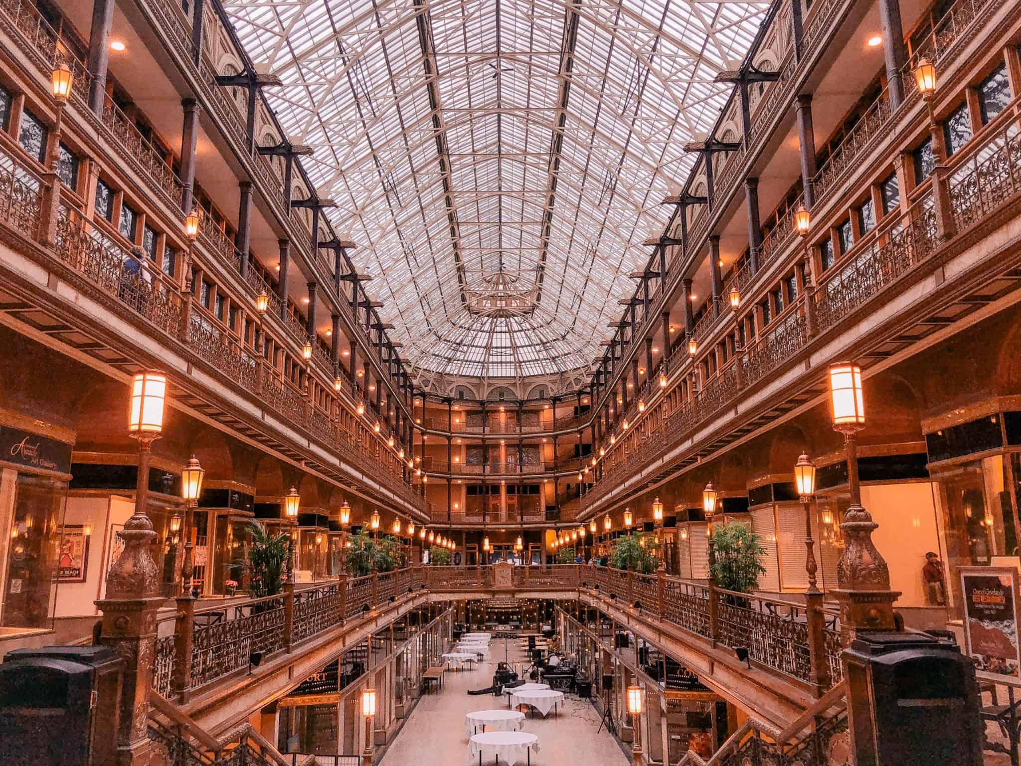 The Arcade Cleveland. Hyatt Regency Cleveland. Historic buildings in Ohio. Oldest buildings in USA