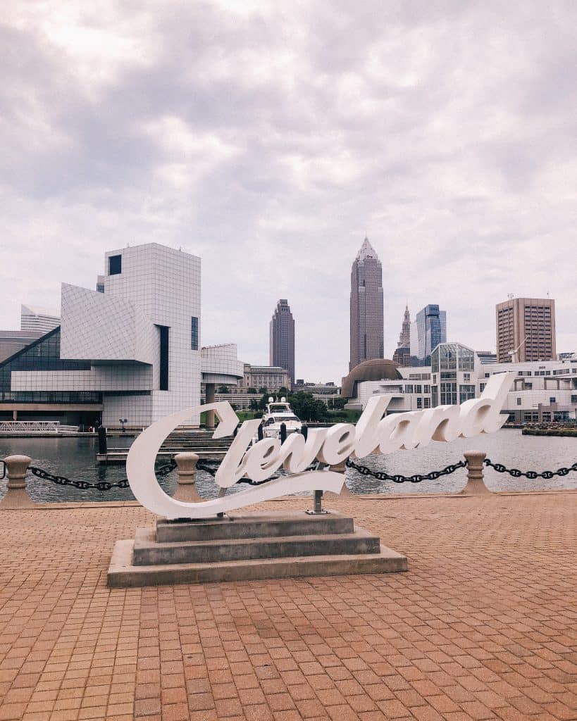 North Coast Harbor Cleveland Script Sign