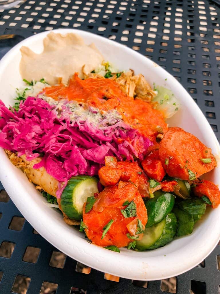 Mediterranean Salad bowl with veggies and hummus